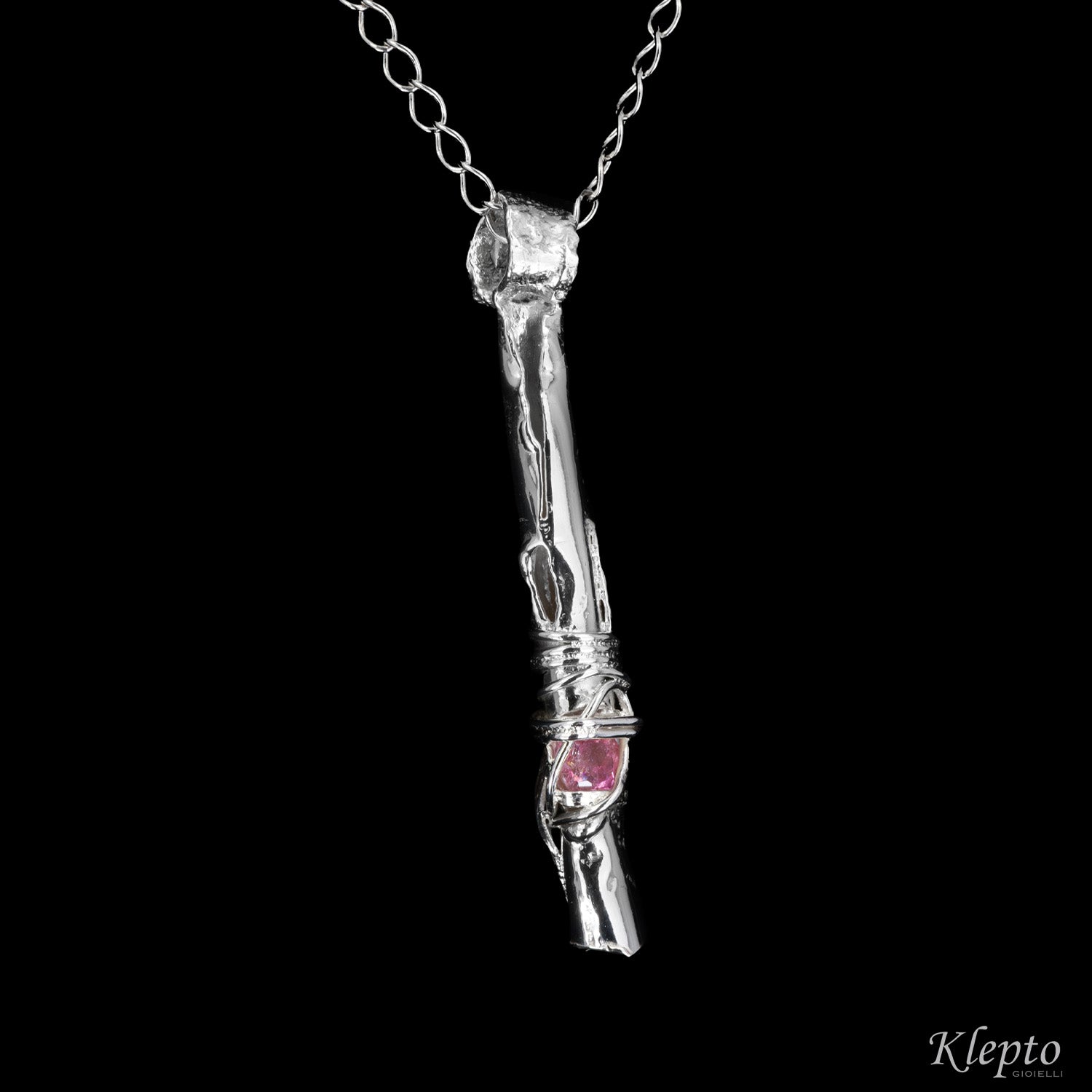 Pendente in Argento Silnova® con Tormalina rosa