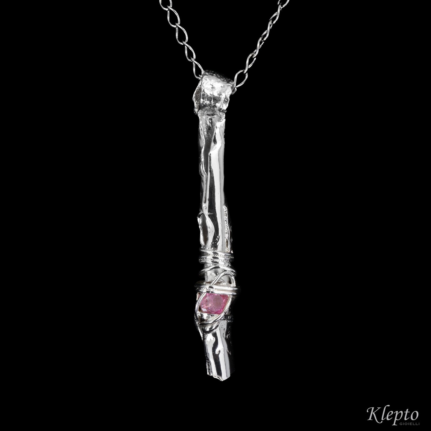 Pendente in Argento Silnova® con Tormalina rosa