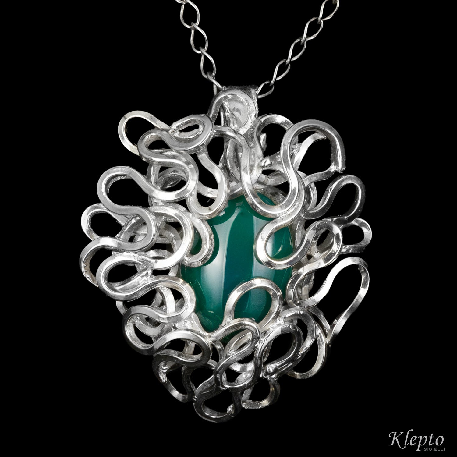 Pendente in Argento Silnova® con Agata verde