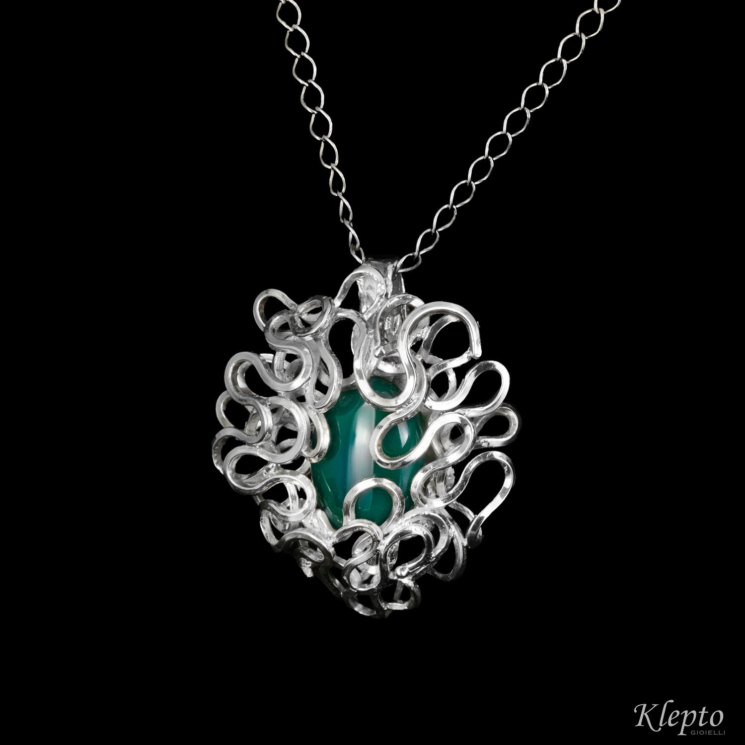 Pendente in Argento Silnova® con Agata verde